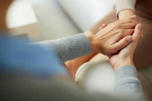 Woman seeking professional help for her alcoholic husband